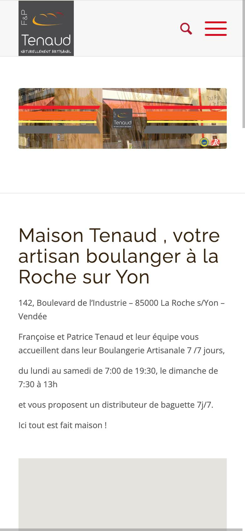 Capture mobile du site actuel de la Maison Tenaud